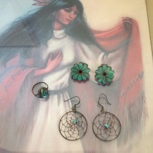 Silver dream catcher earrings